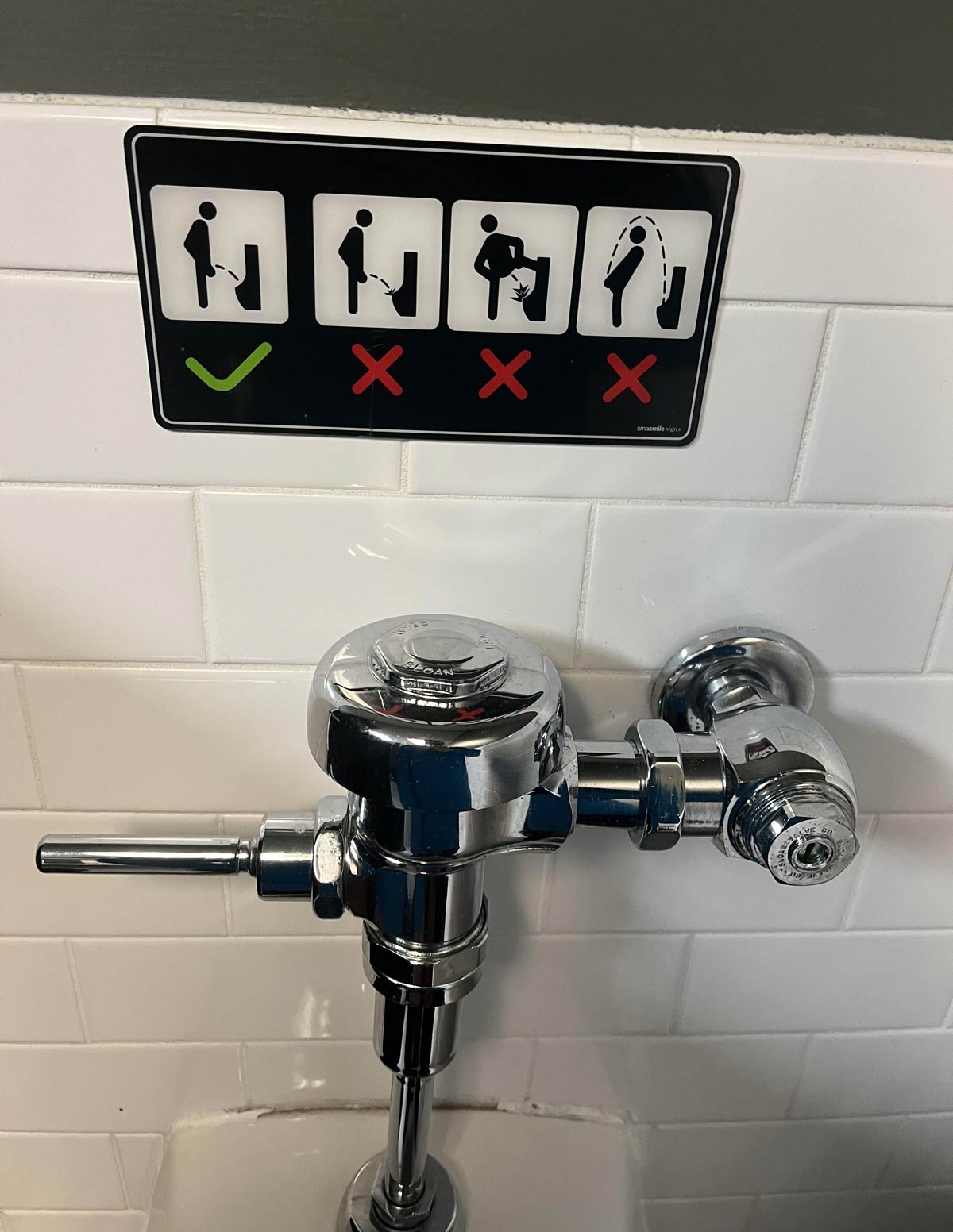 No over shoulder urinating