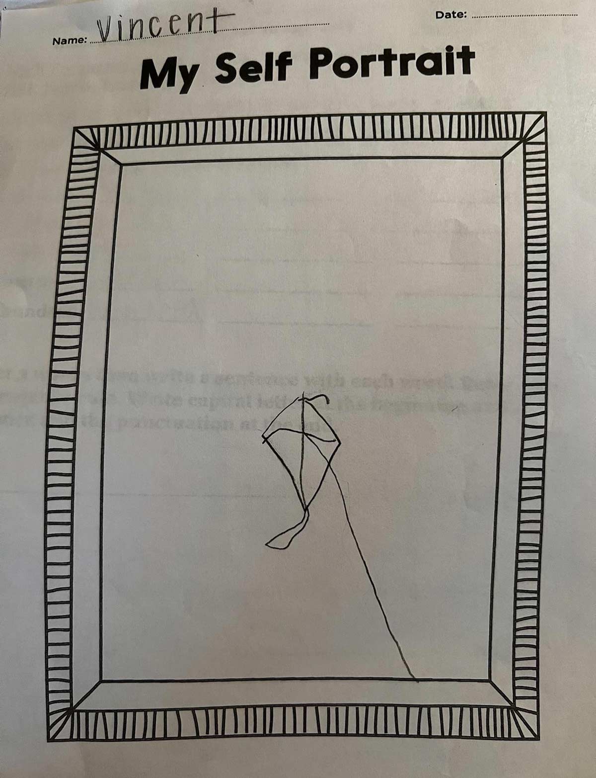 My son drew his self portrait