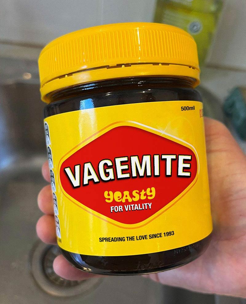 Sex shop in Australia selling Vegemite flavored lube called Vagemite