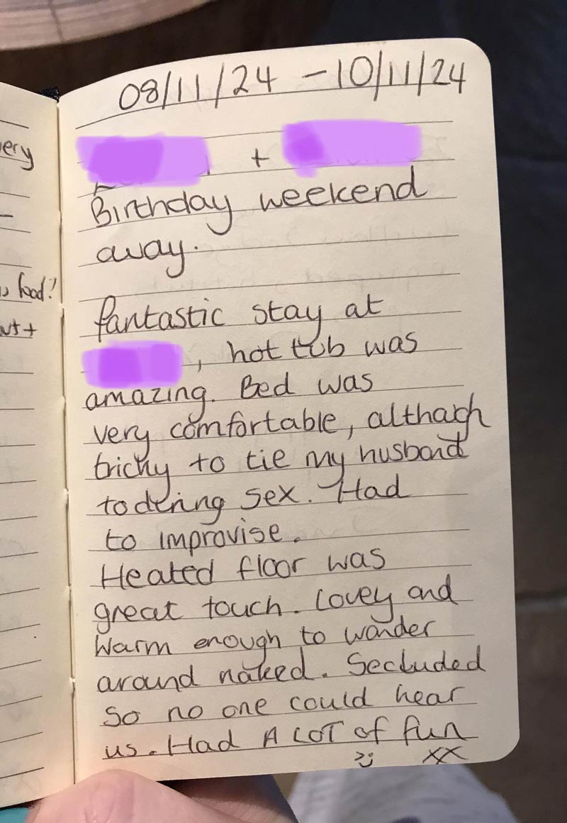 Spotted in the guestbook for the lodge we’re currently staying in. They’re right though, it’s a totally flat headboard