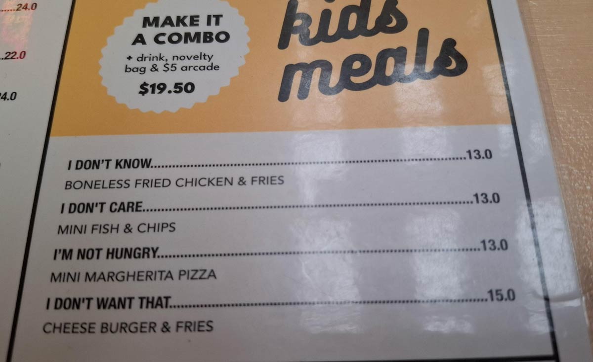 The kids meals at this restaurant