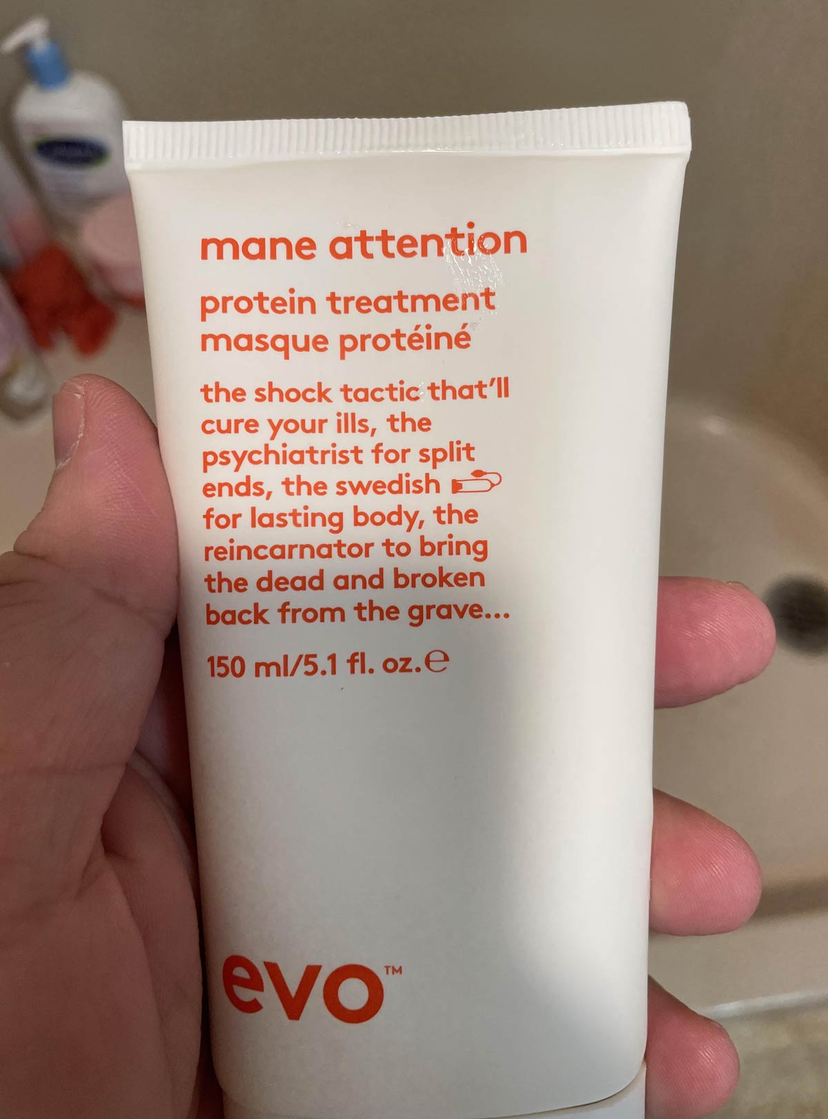 My wife’s hair treatment uses the image of a penis pump in the description