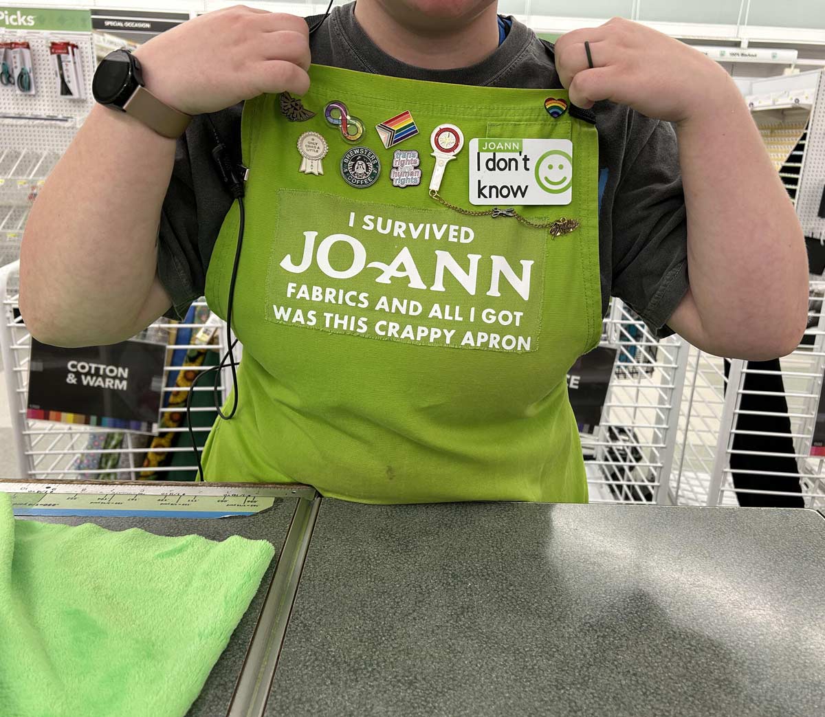 An employee I saw at Joann’s today