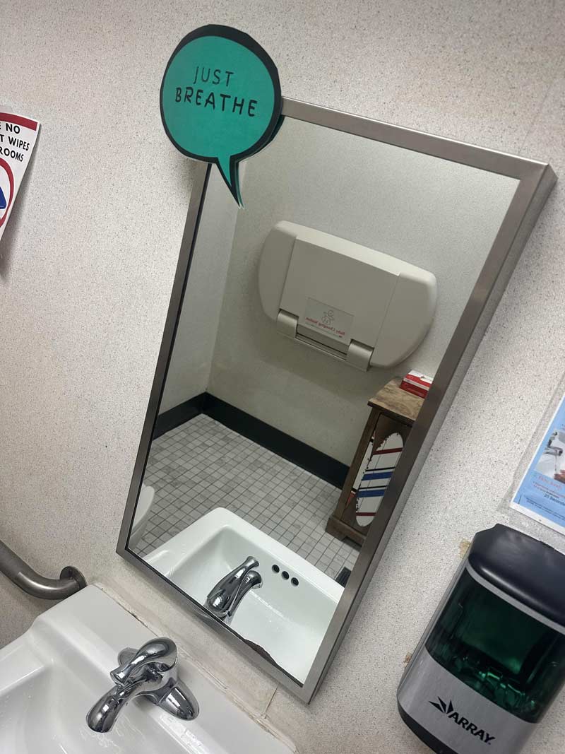 A note in the employee bathroom at a daycare facility