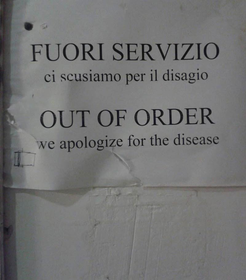 Travelled to Italy and this was the sign on the elevator door in the hotel