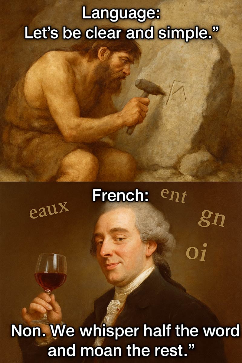 French mute half your letters and moan the rest
