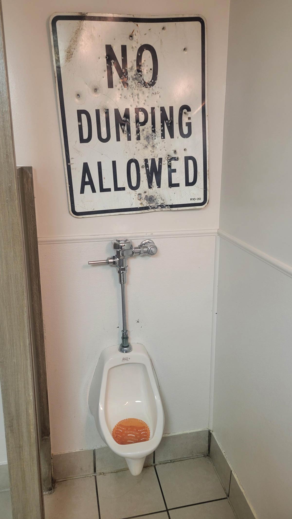 The sign in a local restaurant's bathroom