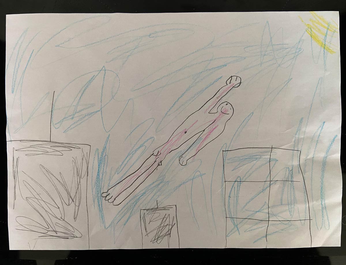 My 5 year old drew a picture of Jesus rising from the dead