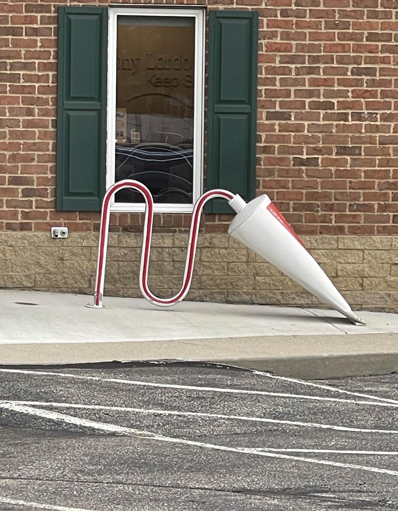 Dentist’s office has a toothpaste bike rack