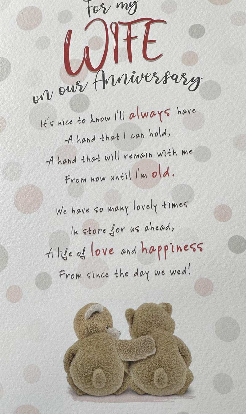 My husband bought me this card for our first wedding anniversary. He said he chose it because if you cover the bears heads with your finger it kind of looks like boobs