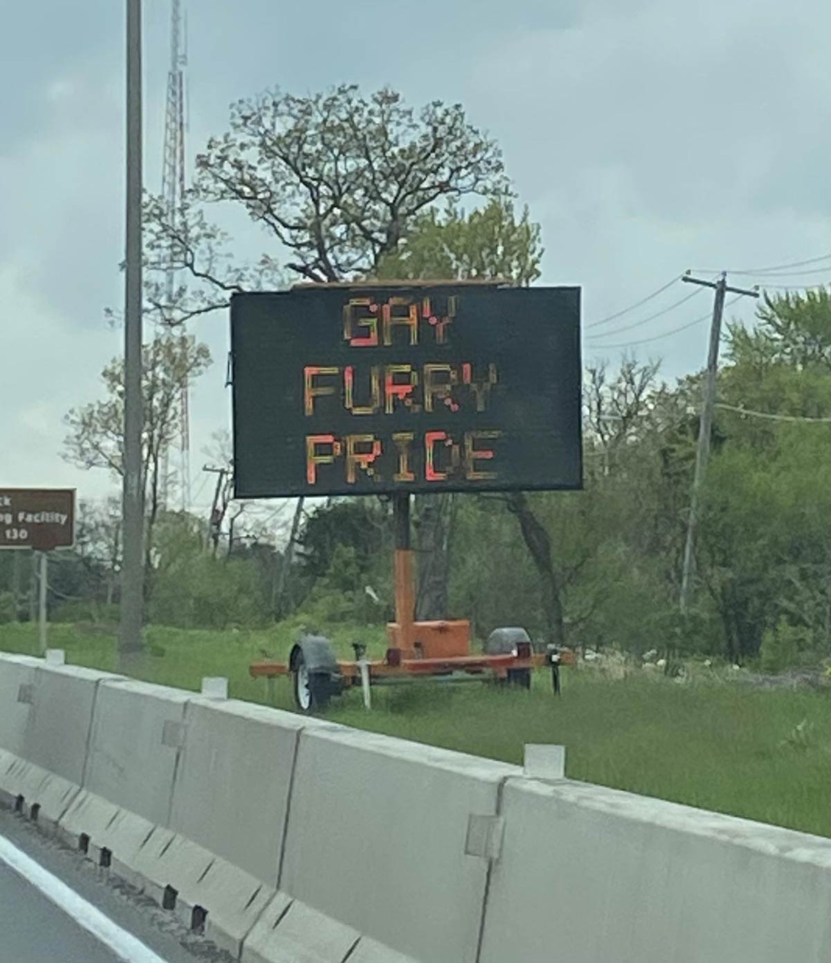 Gay furry pride sign on I-80 outside Chicago