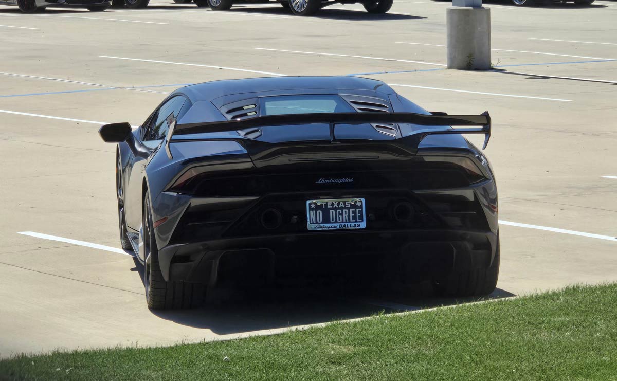 Well the license plate definitely explains some things