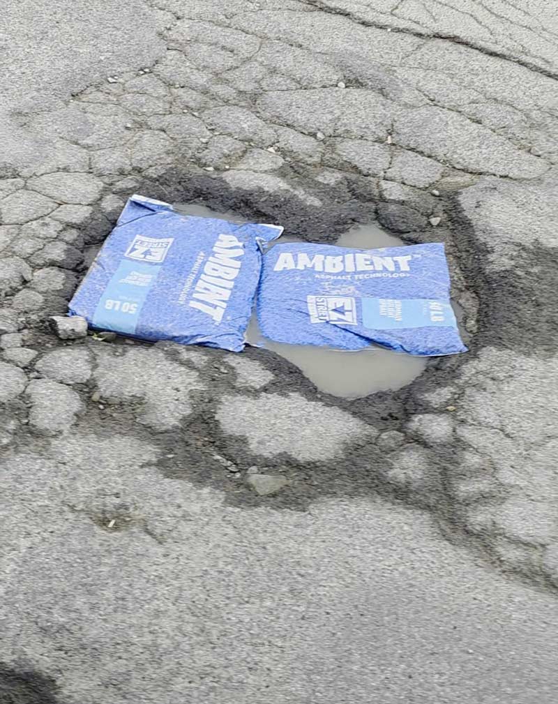 That's one way to fill a pot hole