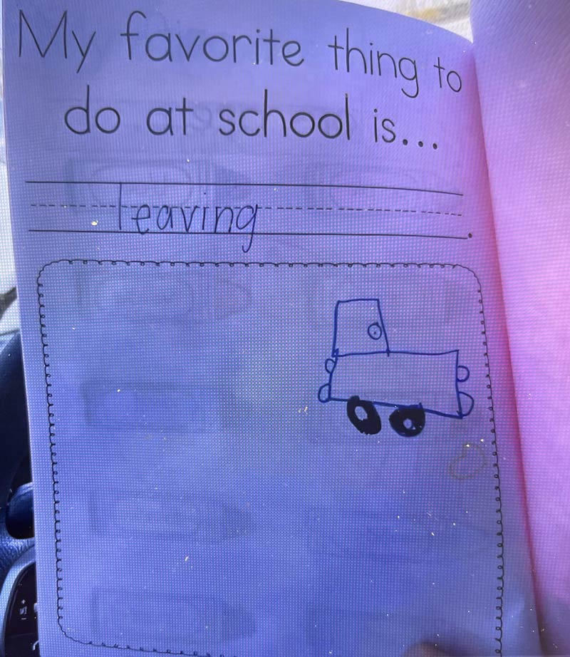 The paper my daughter sent me from my granddaughter in grammar school