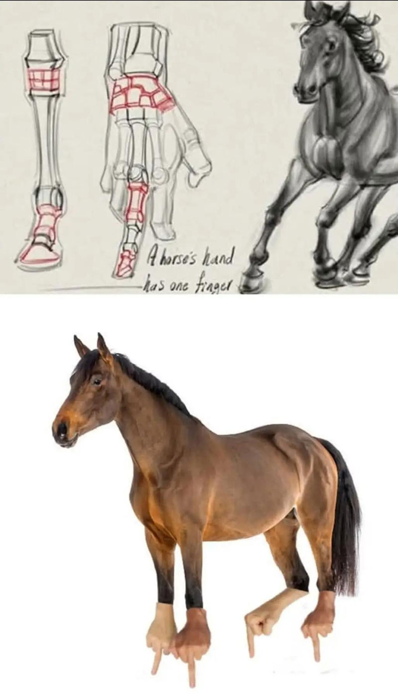 A horse hand has one finger