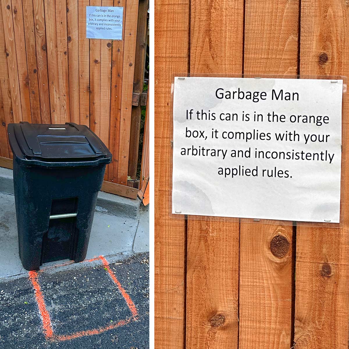 My neighbour's passive-aggressive trash talk