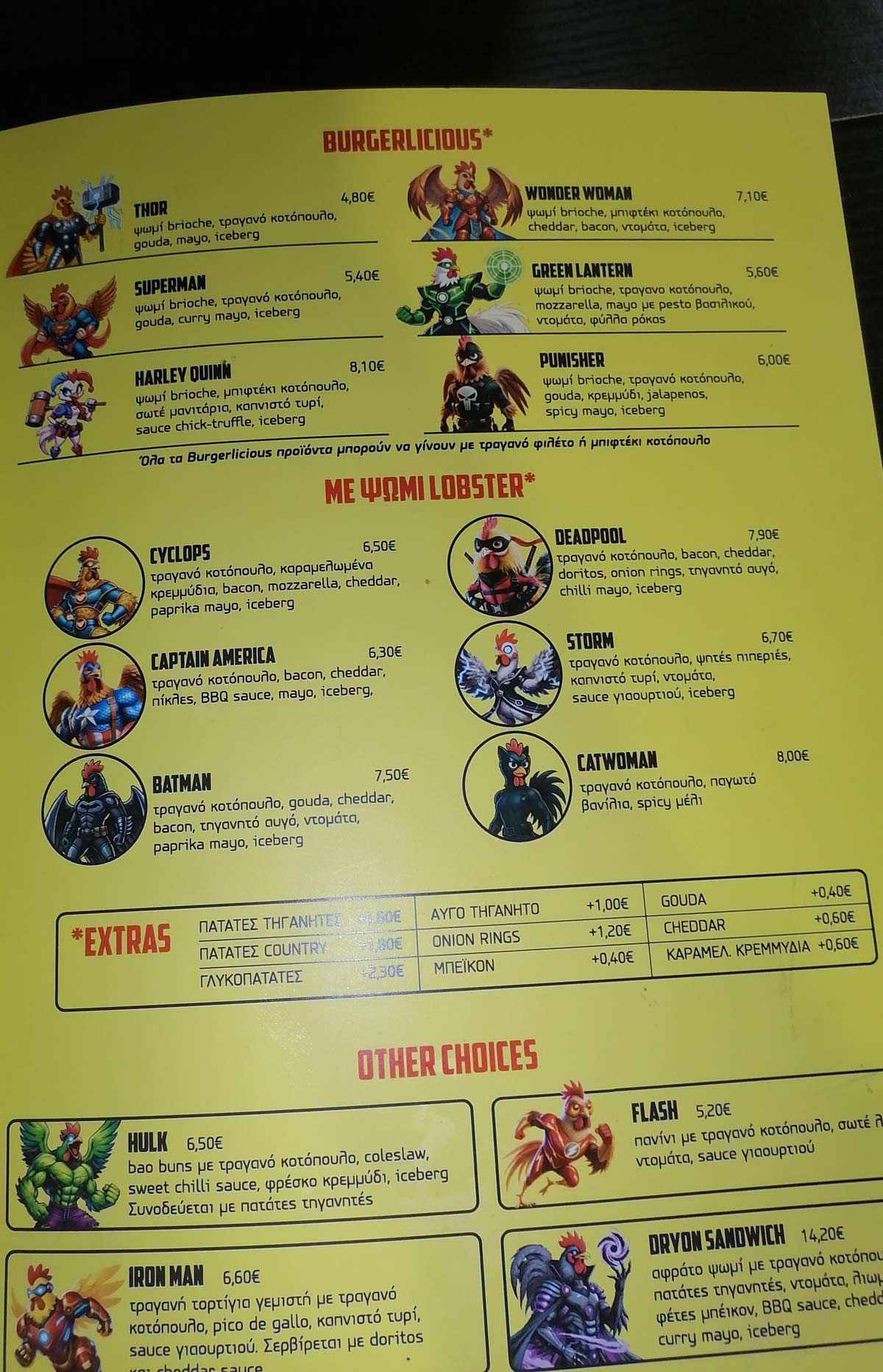 A fast food opened and it has superhero chickens