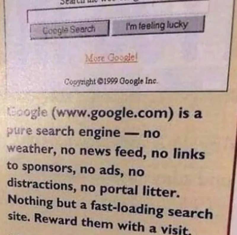 An ad for Google in 1999