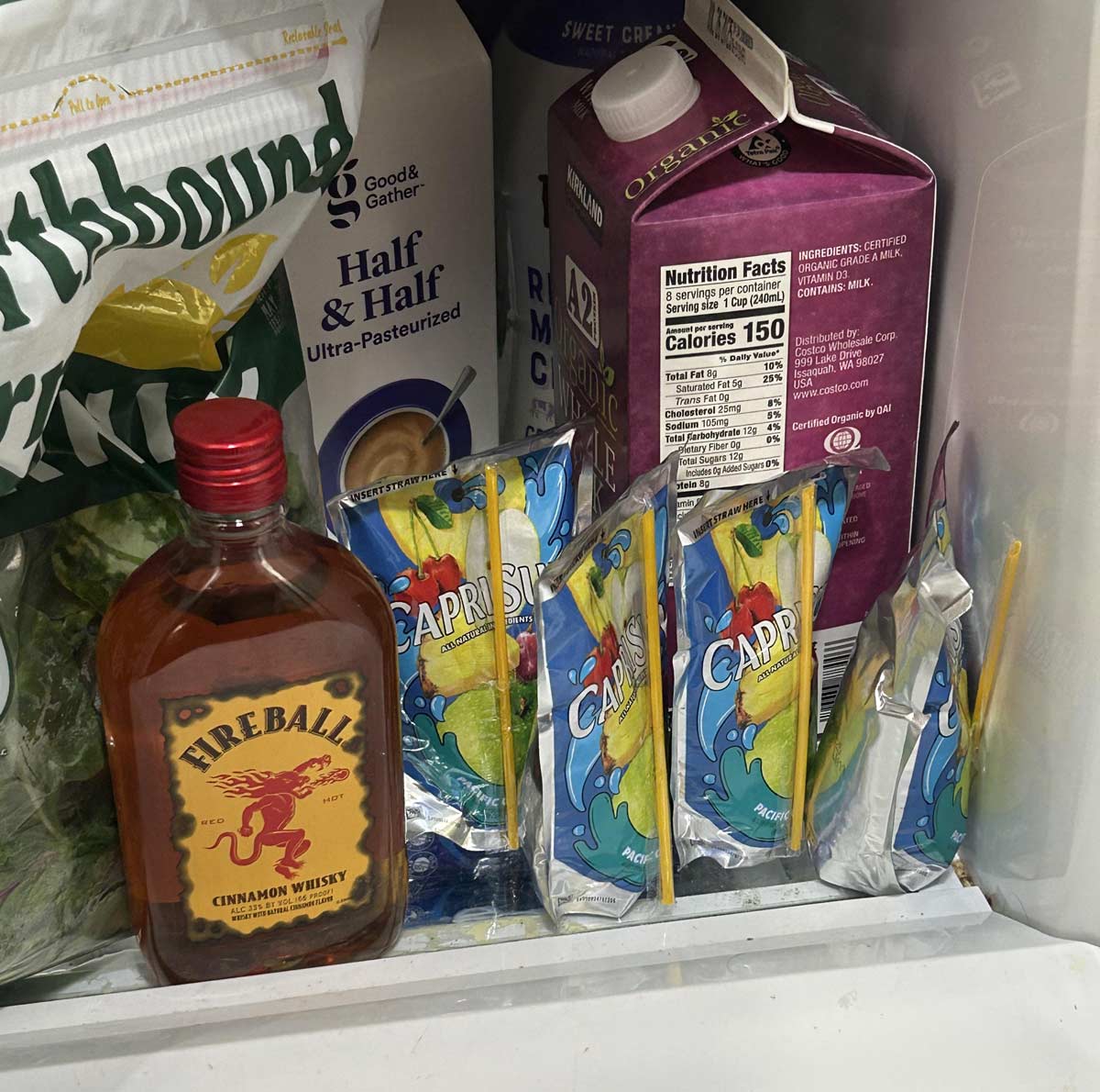 Moms juice next to my brothers juice