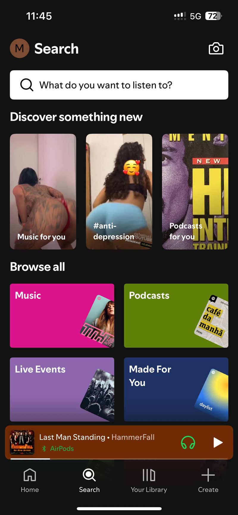 Spotify throwing this “anti depression” on my screen