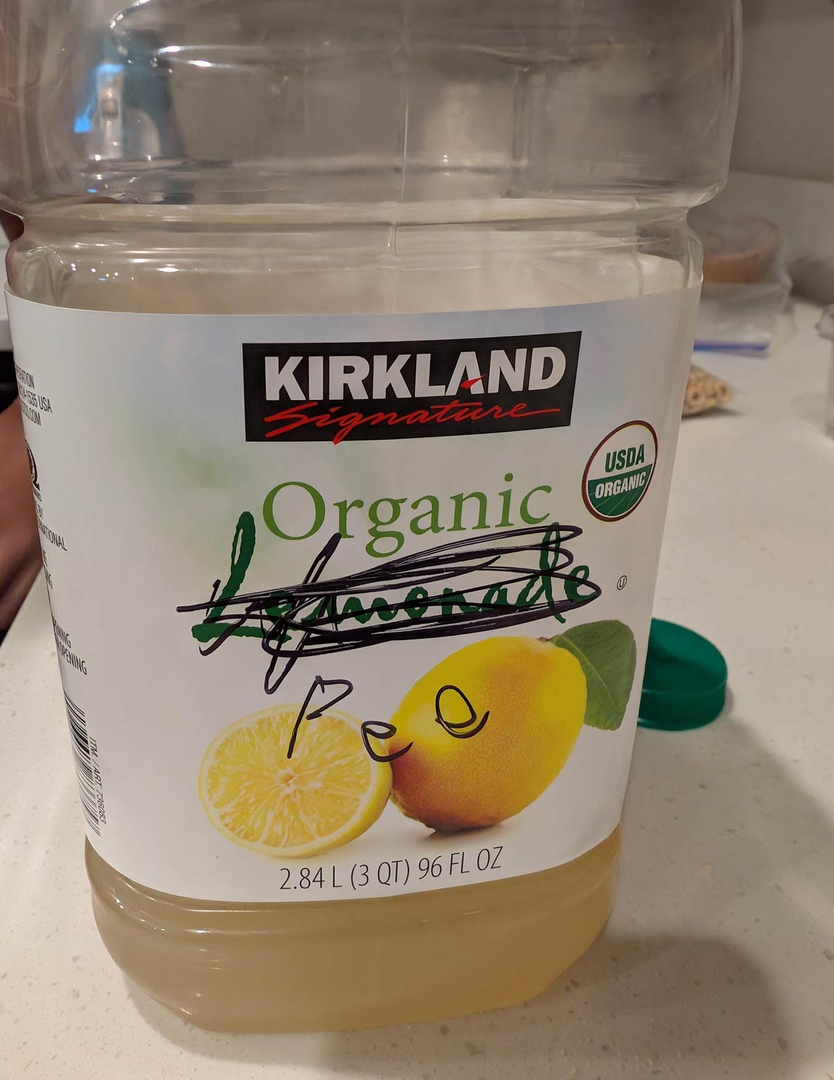 I heard giggling in the kitchen and my kids were huddled around our lemonade. This was their attempt to pull a prank on me