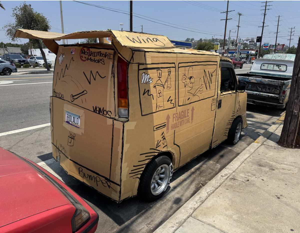 Corrugated Car. Cardboard panels all around