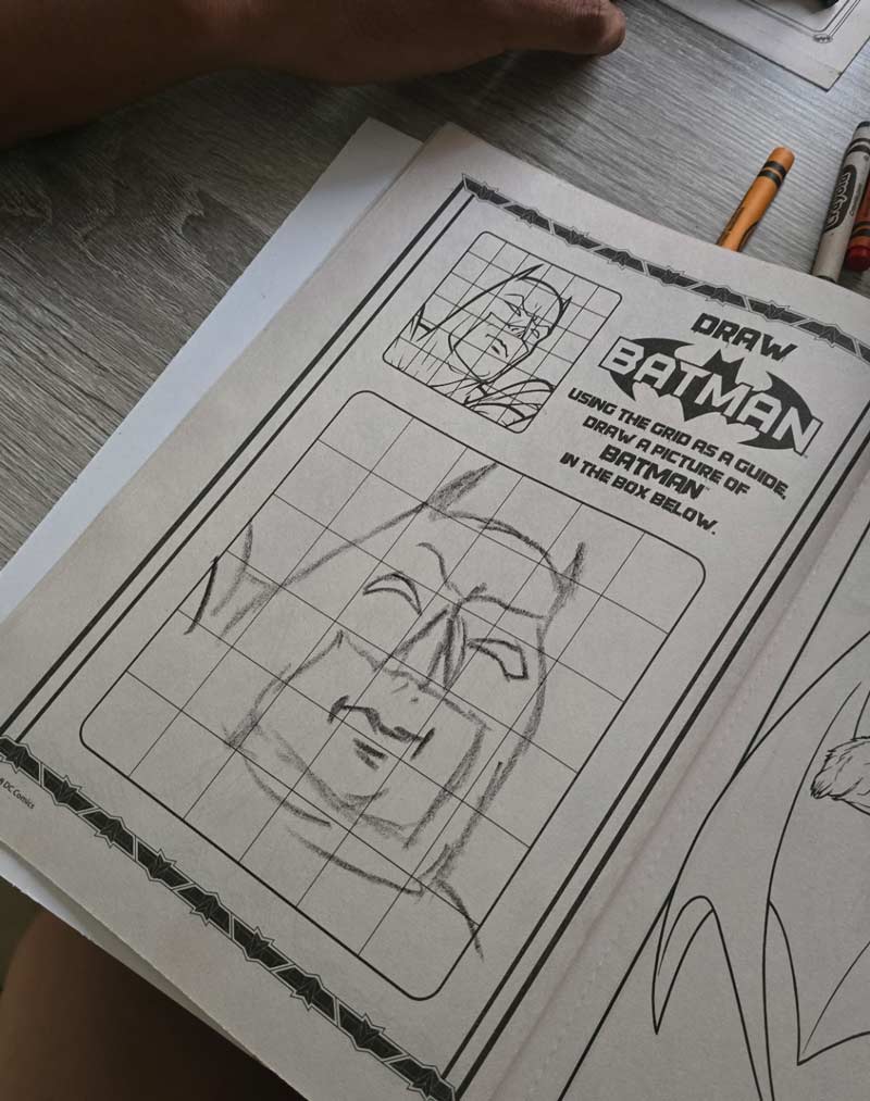 My boyfriend tried drawing one of this coloring book pages