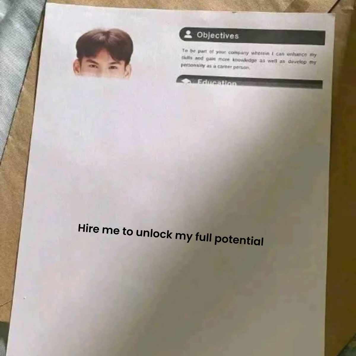 Bro intentionally printed half a resume