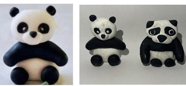We tried to make a panda. My wife’s attempt is on the left... Mine’s the one having a midlife crisis