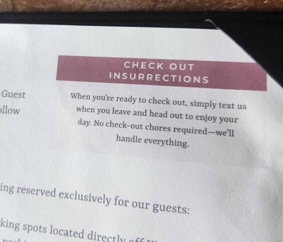 This condo rental wants me to check out what now?